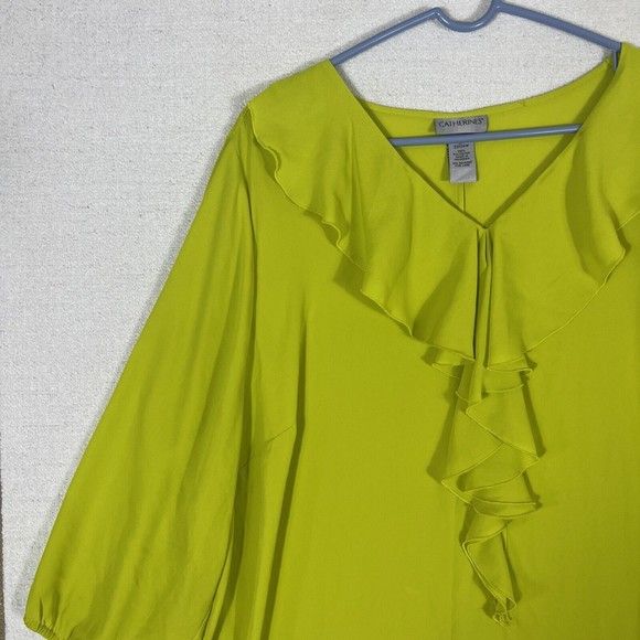 Catherines V-Neck Ruffle Front Blouse Womens 2X - Picture 2 of 12